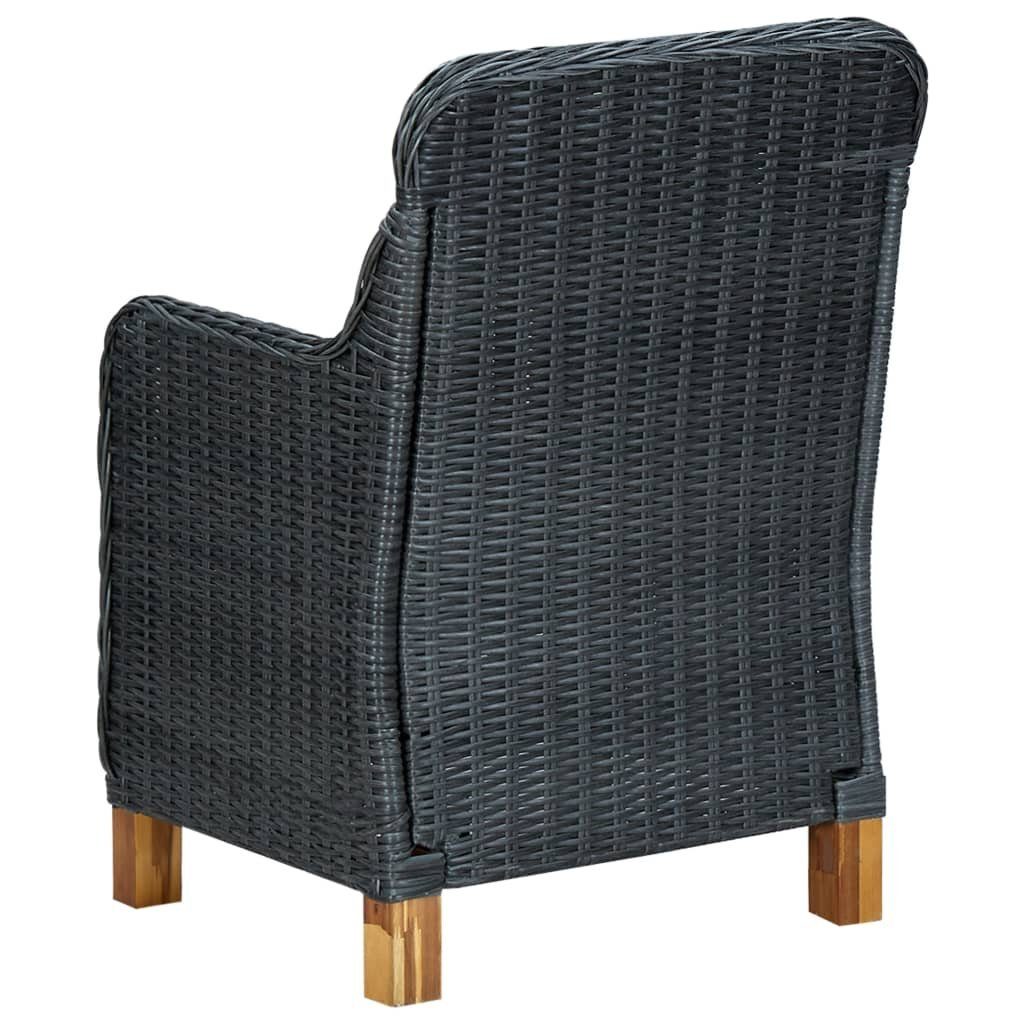 vidaXL Gartenstuhl Gartenstühle mit Kissen 2 Stk. Poly Rattan Dunkelgrau (2 St)