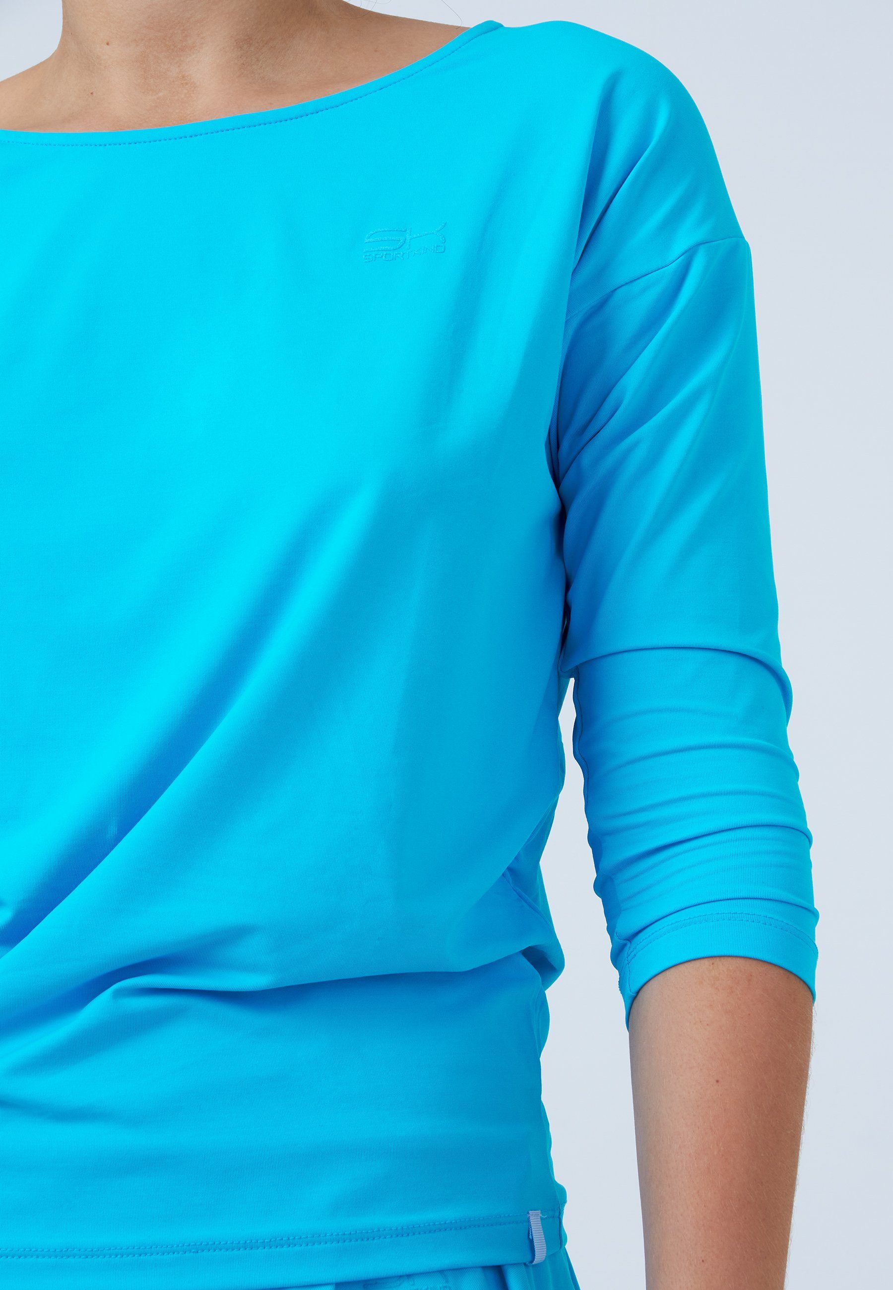 SPORTKIND Funktionsshirt Tennis 3/4 Loose Fit Shirt Mädchen & Damen türkis