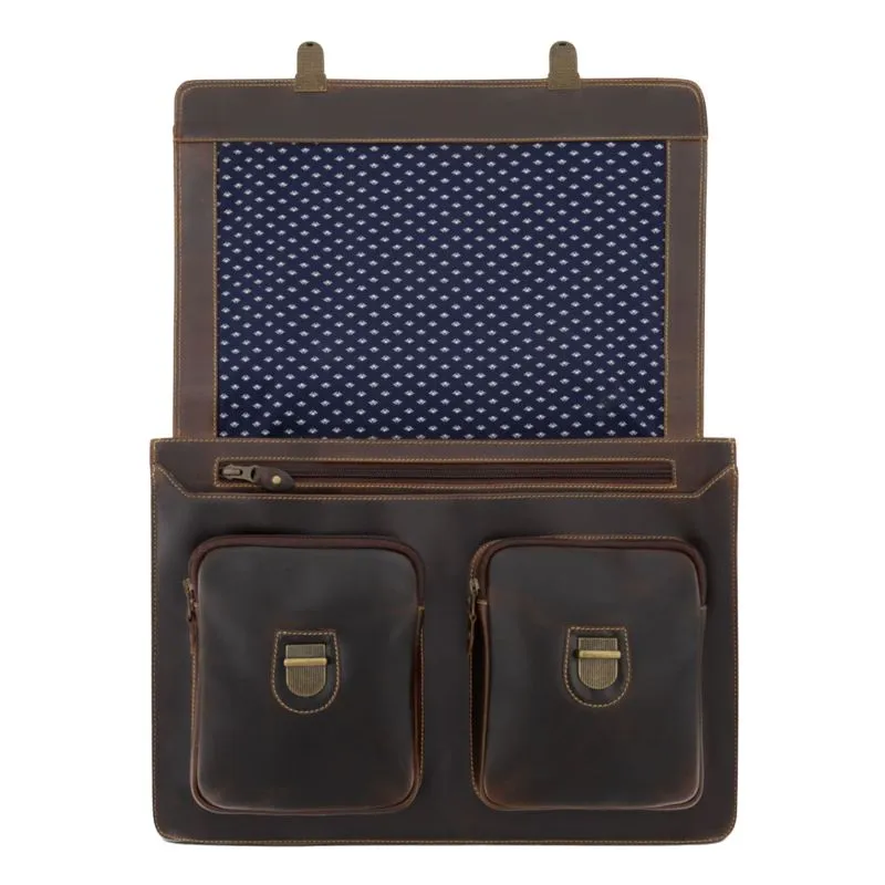 Buckle & Seam Leder Aktentasche Nevada - Braun \/ Dots