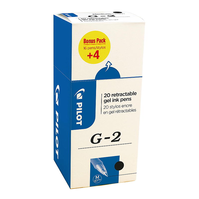 Pilot Gelepenn G2 20-pk, sort, 0,7 mm tykkelse