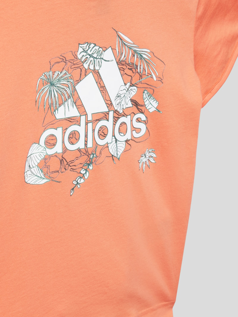 T-Shirt mit Label-Print in apricot