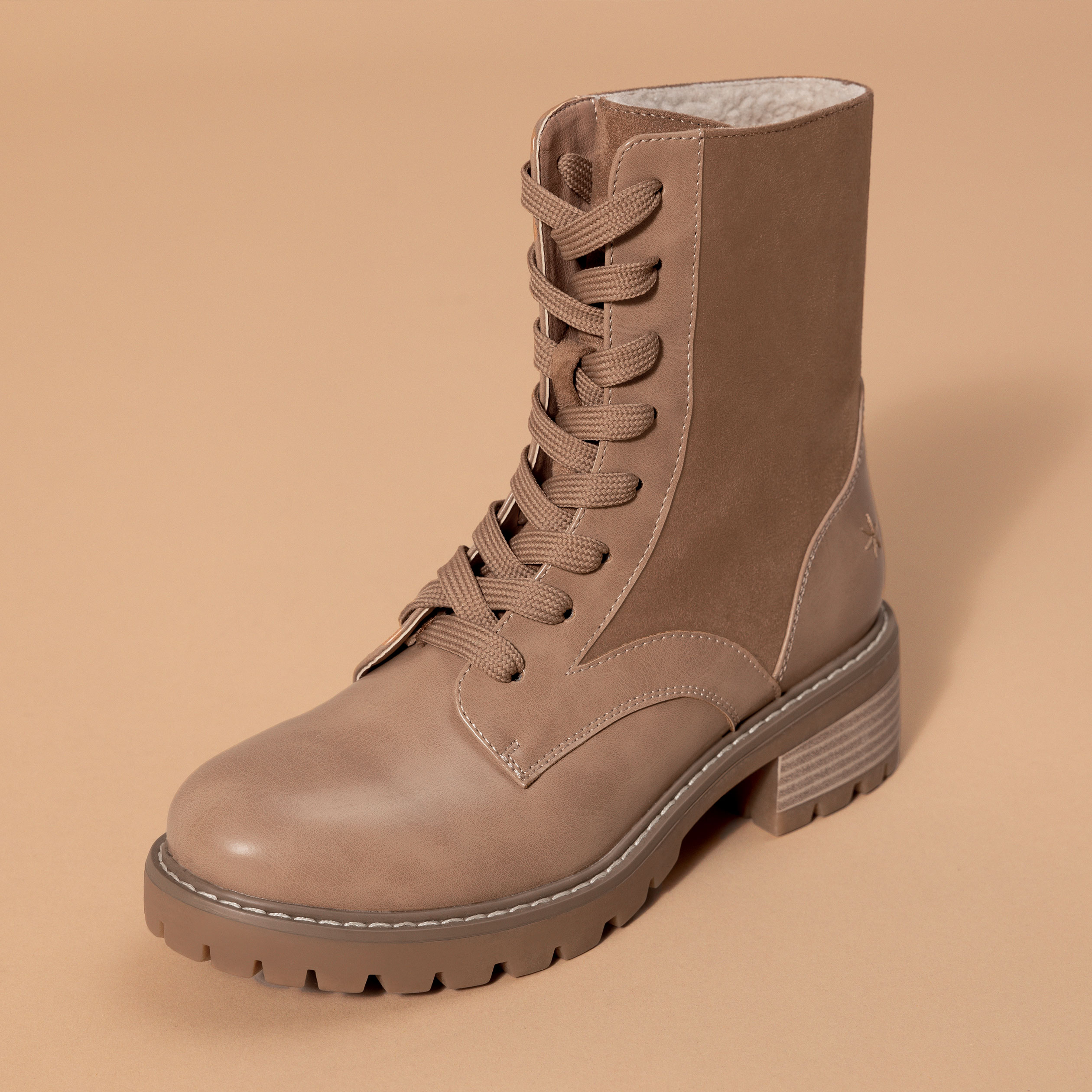 Bottines fourrées à lacets marron femme | La Halle