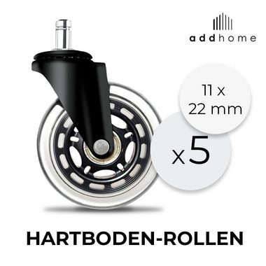 addhome Stuhlrolle Hartbodenrollen 11x22mm, (5-St), sanft und leise