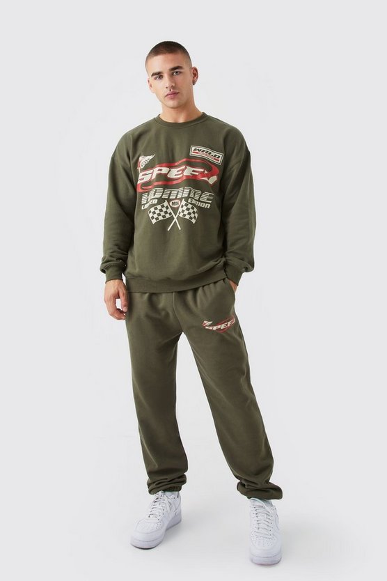 Sweatshirt-Trainingsanzug mit Moto-Print