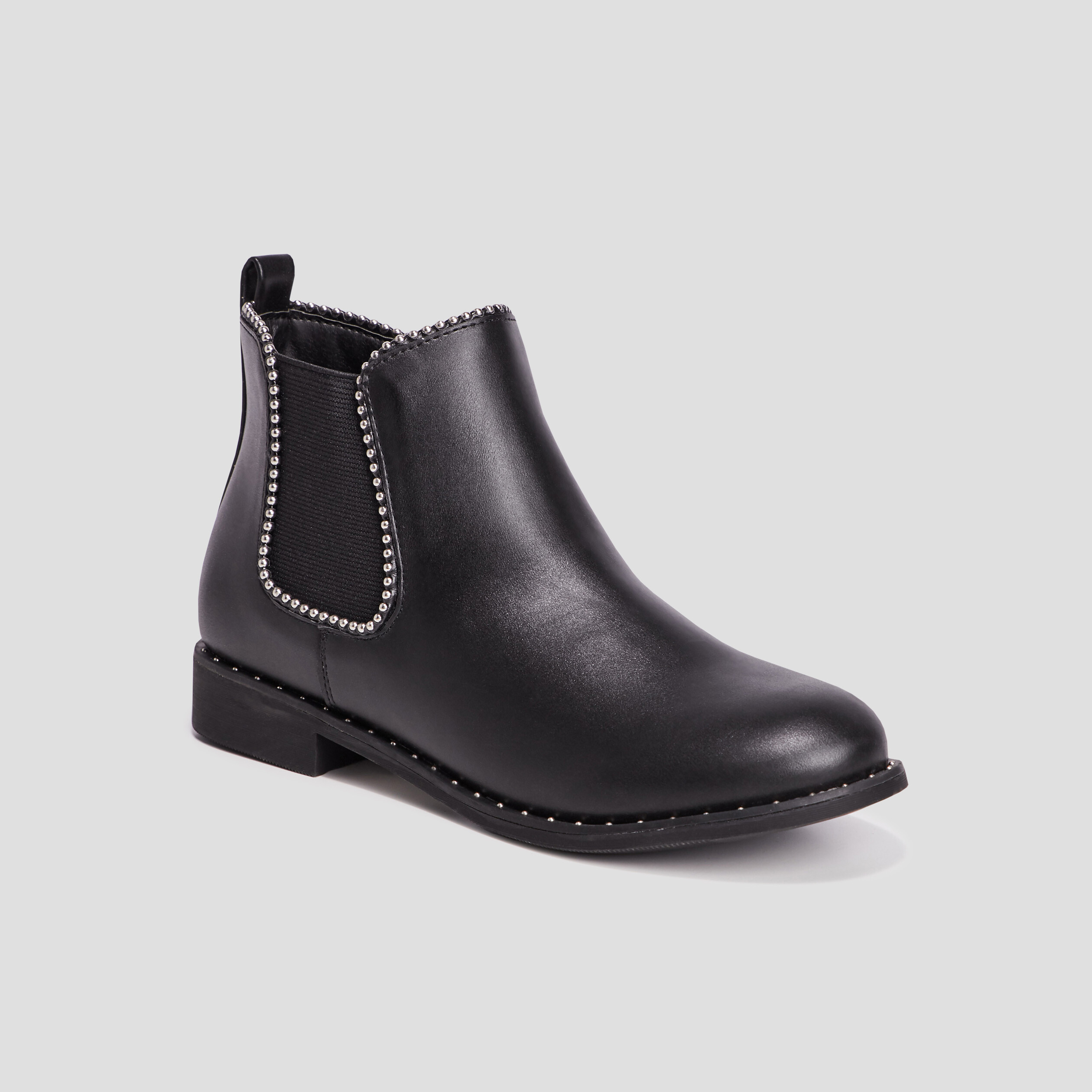Bottines chelsea zippées à clous noir fille | La Halle