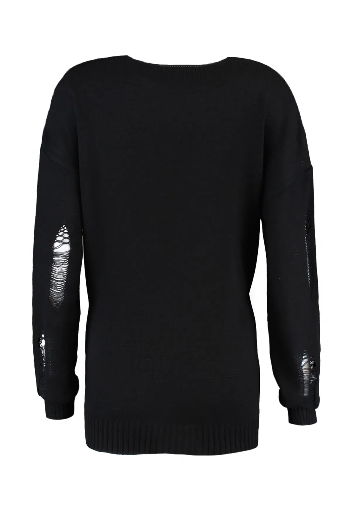Trendyol Collection  Schwarzer fließender Strickpullover TWOAW20FV0033
