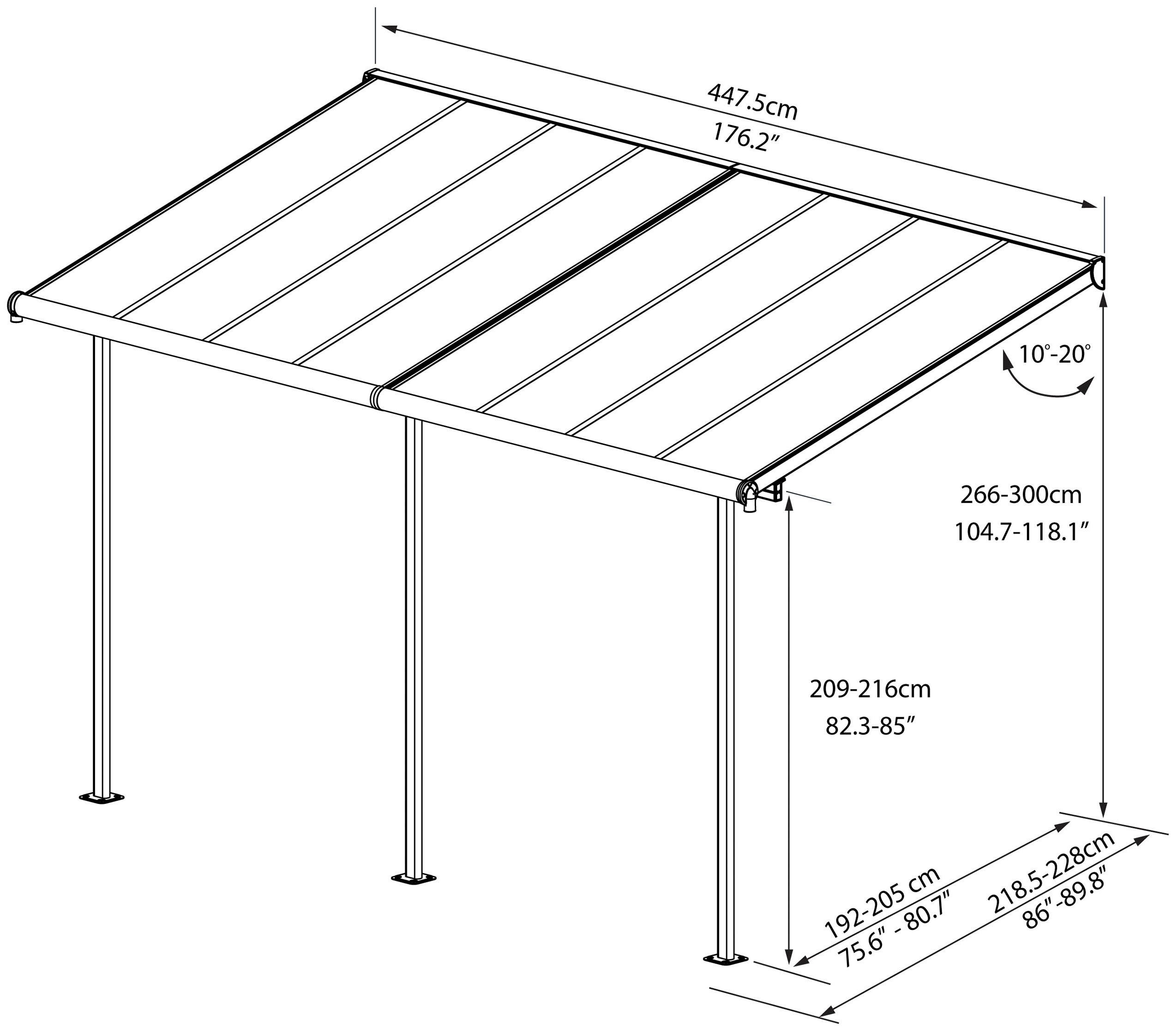 Palram - Canopia Terrassendach Sierra, BxT: 447x230 cm, Bedachung Dachplatten, grau, UV-beständig