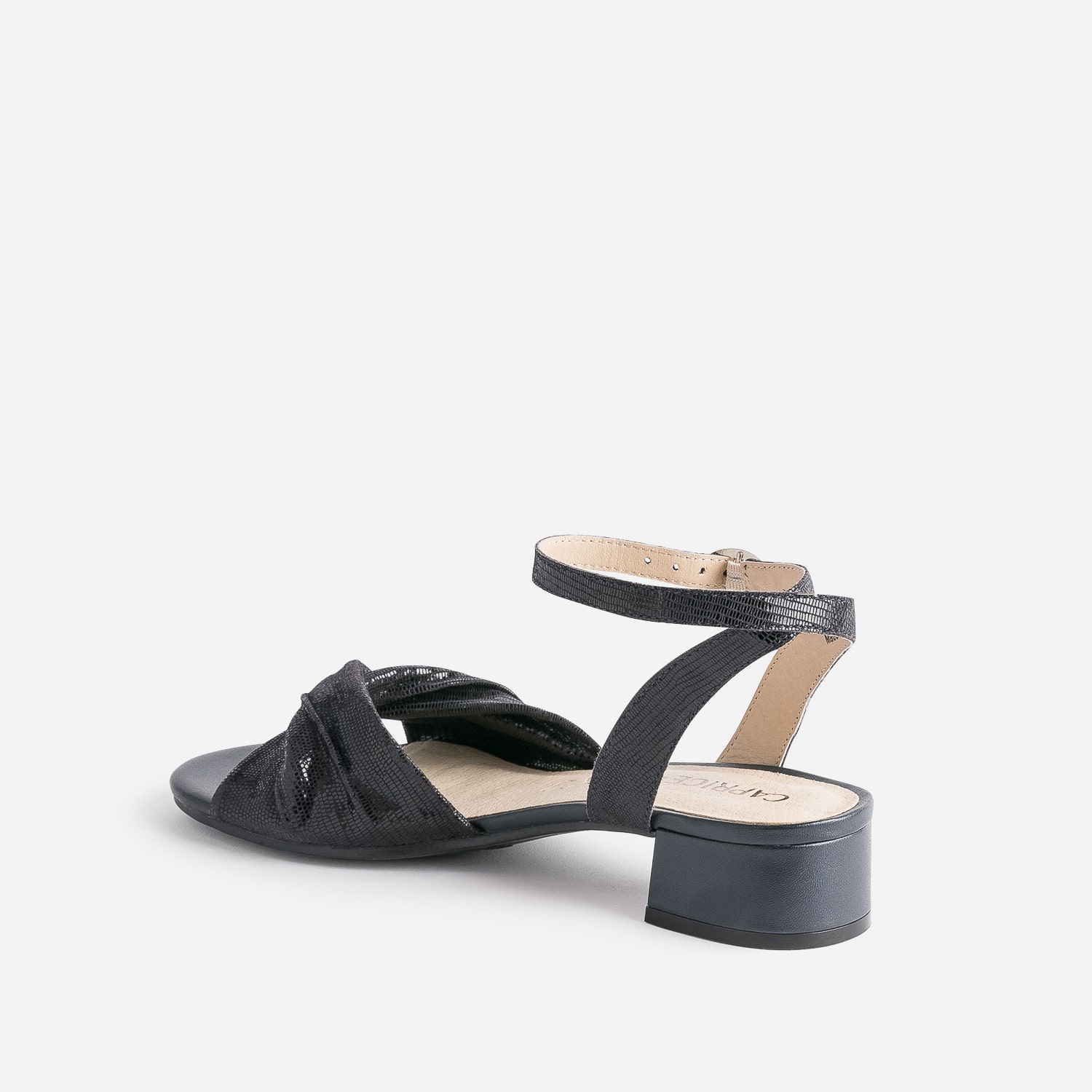 Sandale CAPRICE marine cuir effet python verni