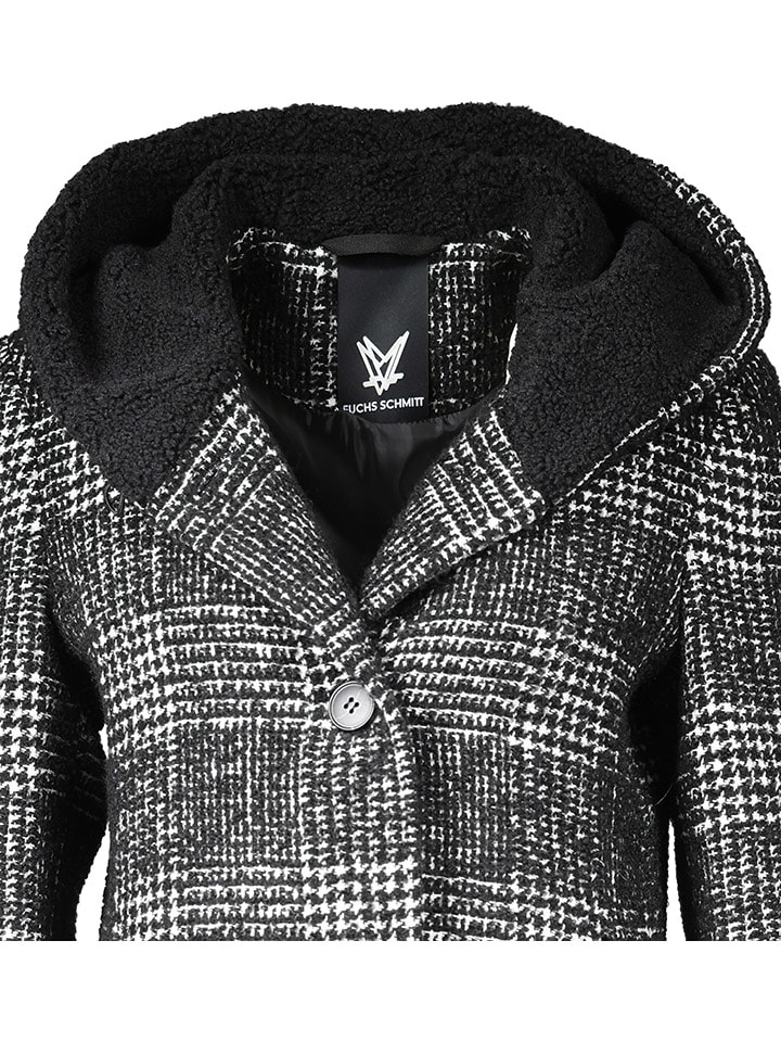 Fuchs Schmitt Wollmantel in Schwarz/ Weiß günstig kaufen