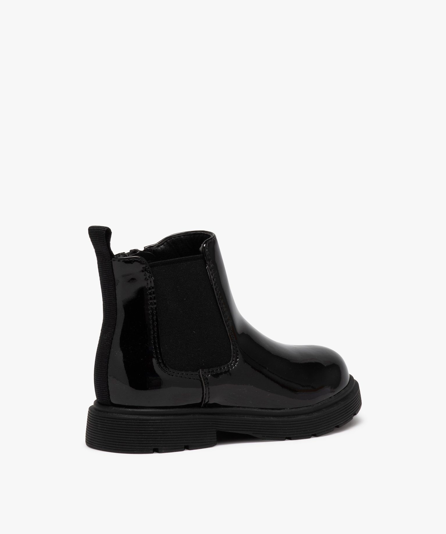 Bottes fille Chelsea vernies à zip noir | GEMO