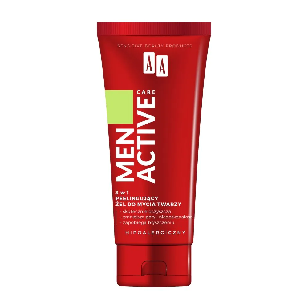 AA Men Active Care 3 viename šveičiamasis veido valomasis gelis