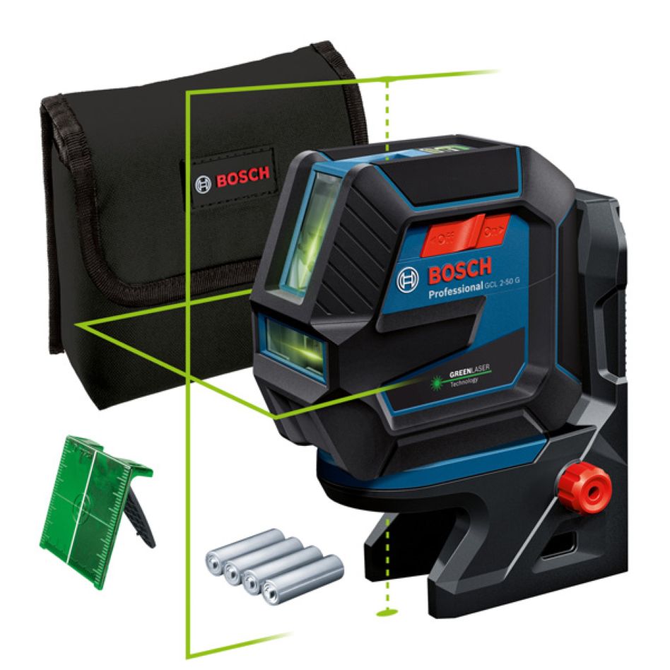 Kombinovaný laser Bosch GCL 2-50 G, modrý 0601066M00, zelený s bodovým a čiarovým laserom
