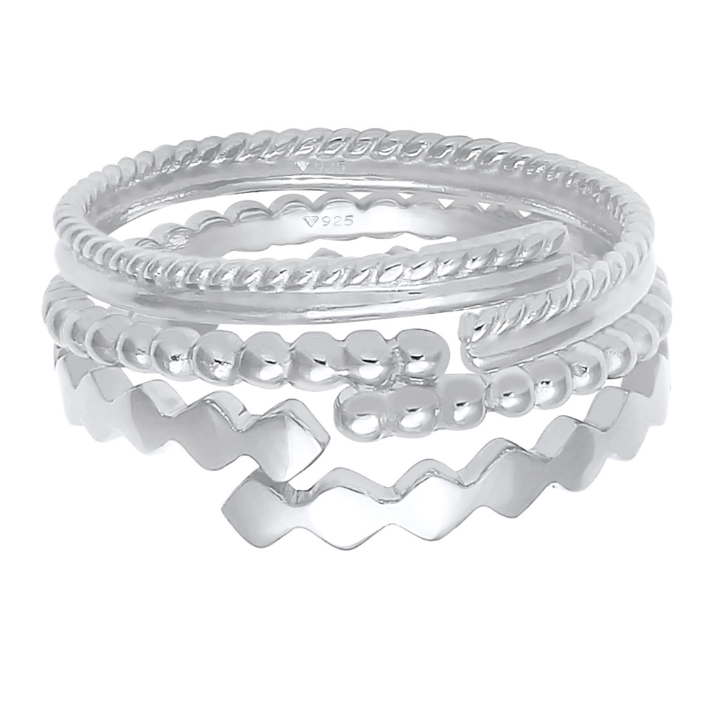 Elli Elli Bague Bague à empiler pour dames, sertie d'une bague ouverte Geo Minimal aju Bague