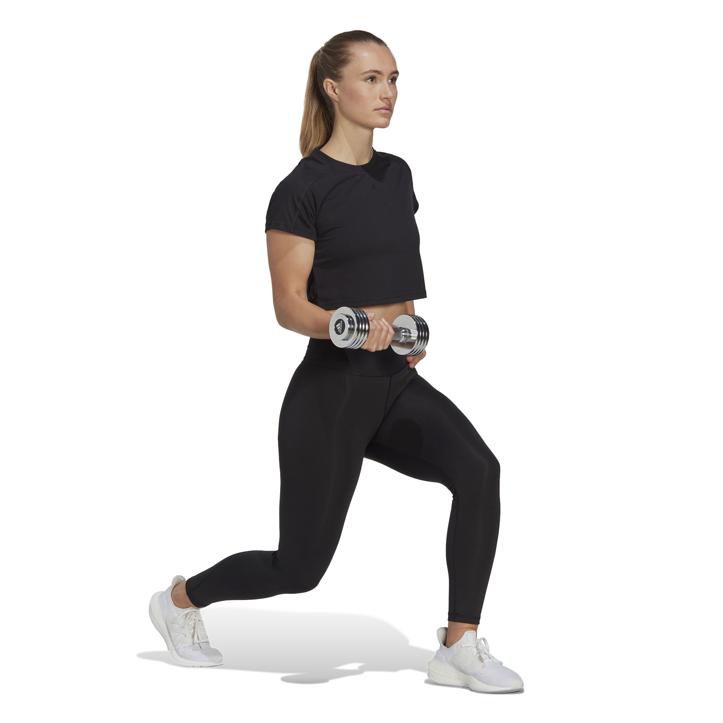 Essentials AEROREADY Train 3 Bar Logo Crop T-Shirt Damen - Schwarz