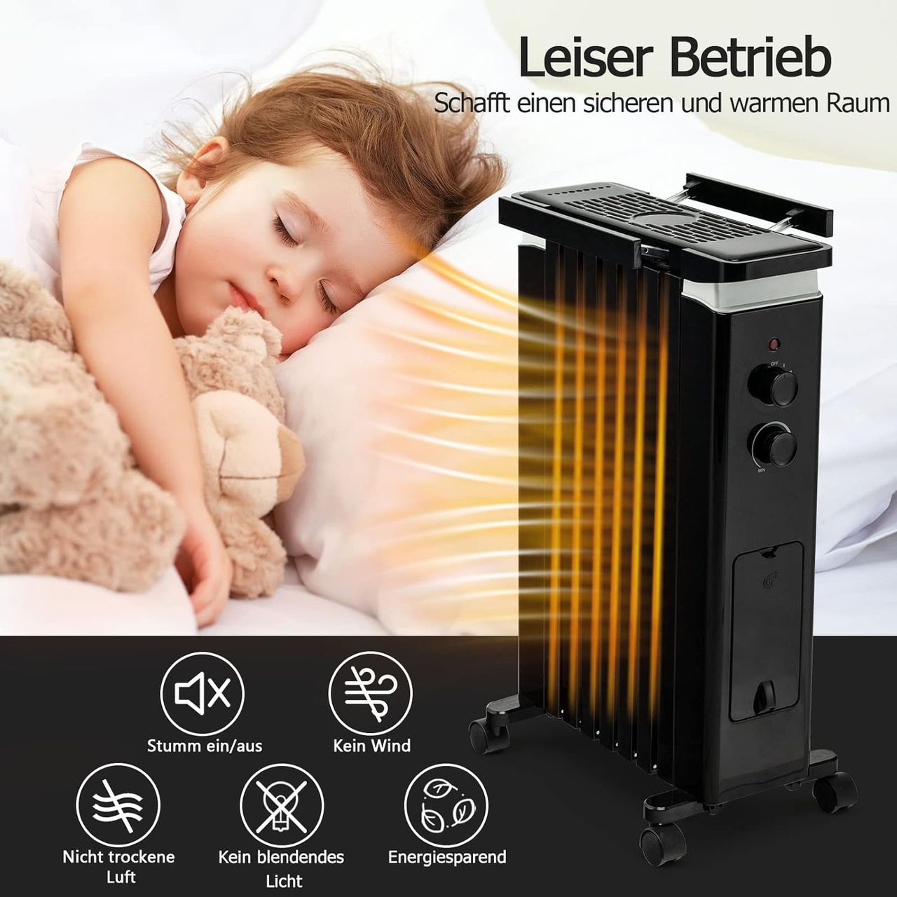 Costway 1500W Ölradiator 7 Rippen Heizkörper 5-35