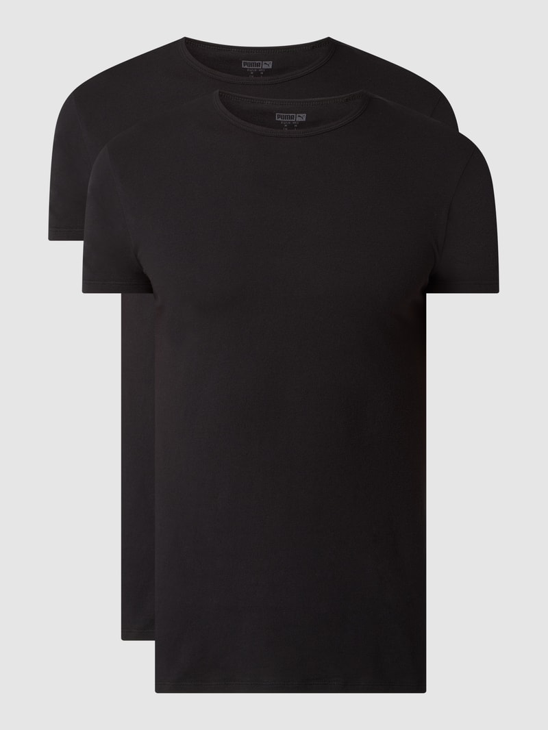 Regular Fit T-Shirt aus Baumwolle im 2er-Pack in schwarz