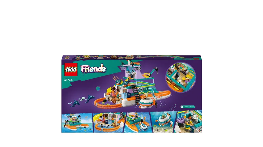 LEGO Friends 41734 Seerettungsboot Set, Spielzeug mit Tieren für Kinder