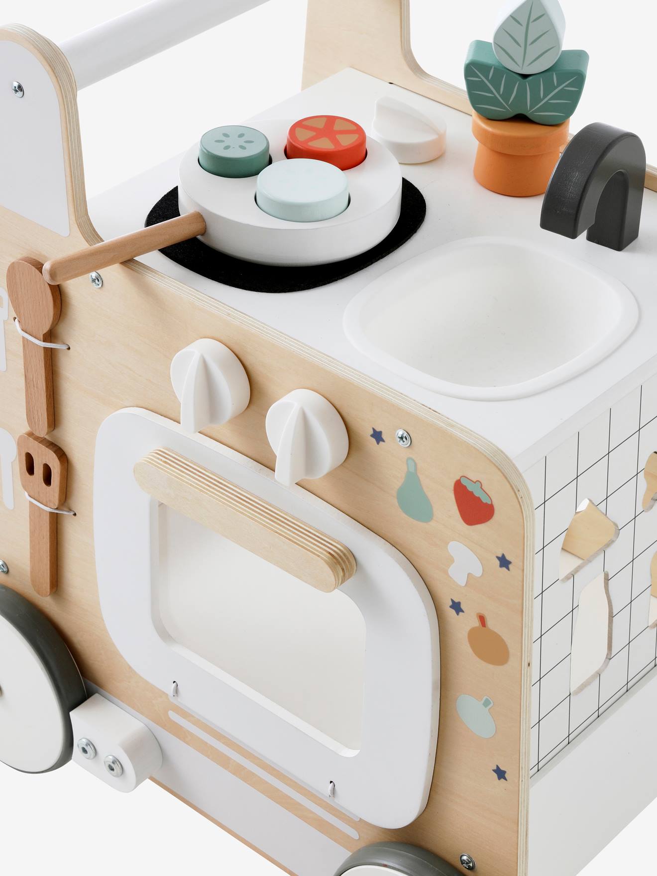 Ma première cuisine chariot de marche en bois FSC® blanc