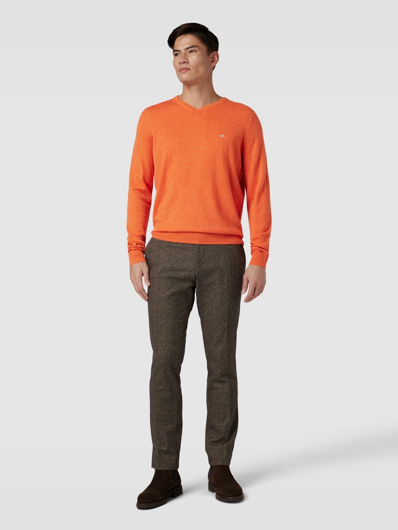 Strickpullover mit Logo-Stitching in orange