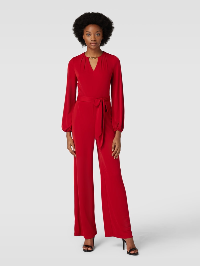Jumpsuit mit Bindegürtel Modell 'DELAHANE' in rot