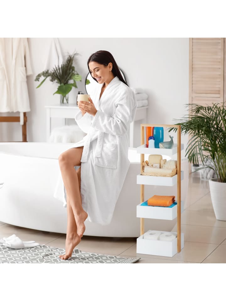 relaxdays Badregal in Weiß/Natur - (B)30 x (H)88 x (T)18 cm günstig kaufen onesize