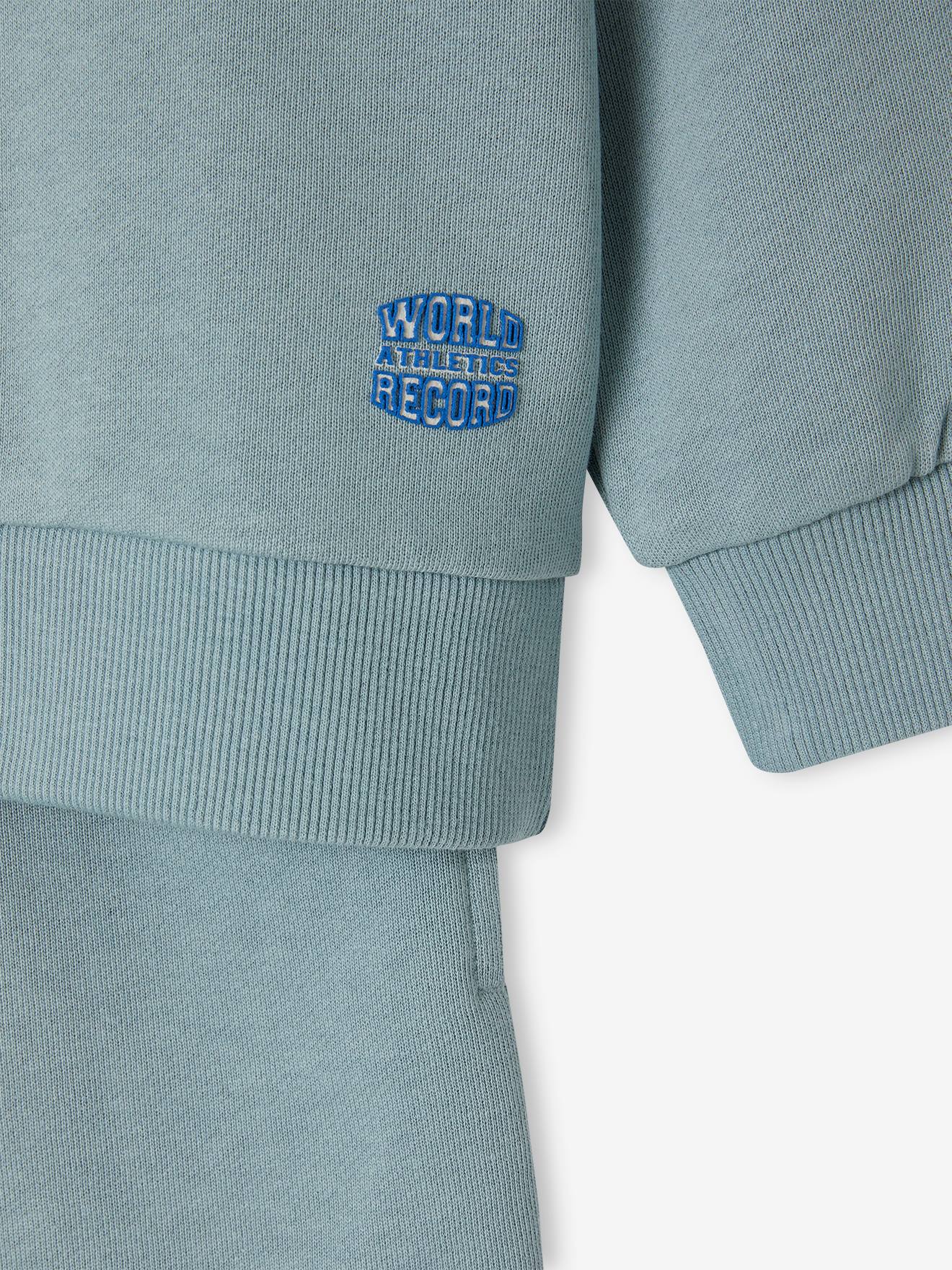Vertbaudet Jungen Sport-Set: Sweatshirt & Shorts, personalisierbar Oeko-Tex - weiß meliert