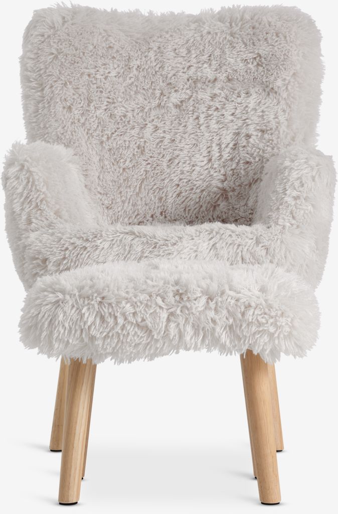 HVILSTED Fotel HVILSTED ze stołkiem pluszowa tkanina w kolorze złamanej bieli/natura
