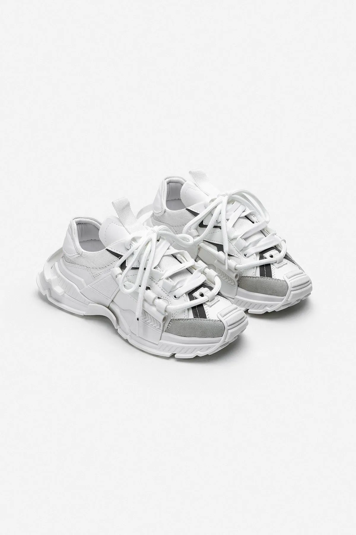 NİŞANTAŞI SHOES  Oslo Weiß Matte Spitze Detaillierte Damen-Sportschuhe mit dicker Sohle