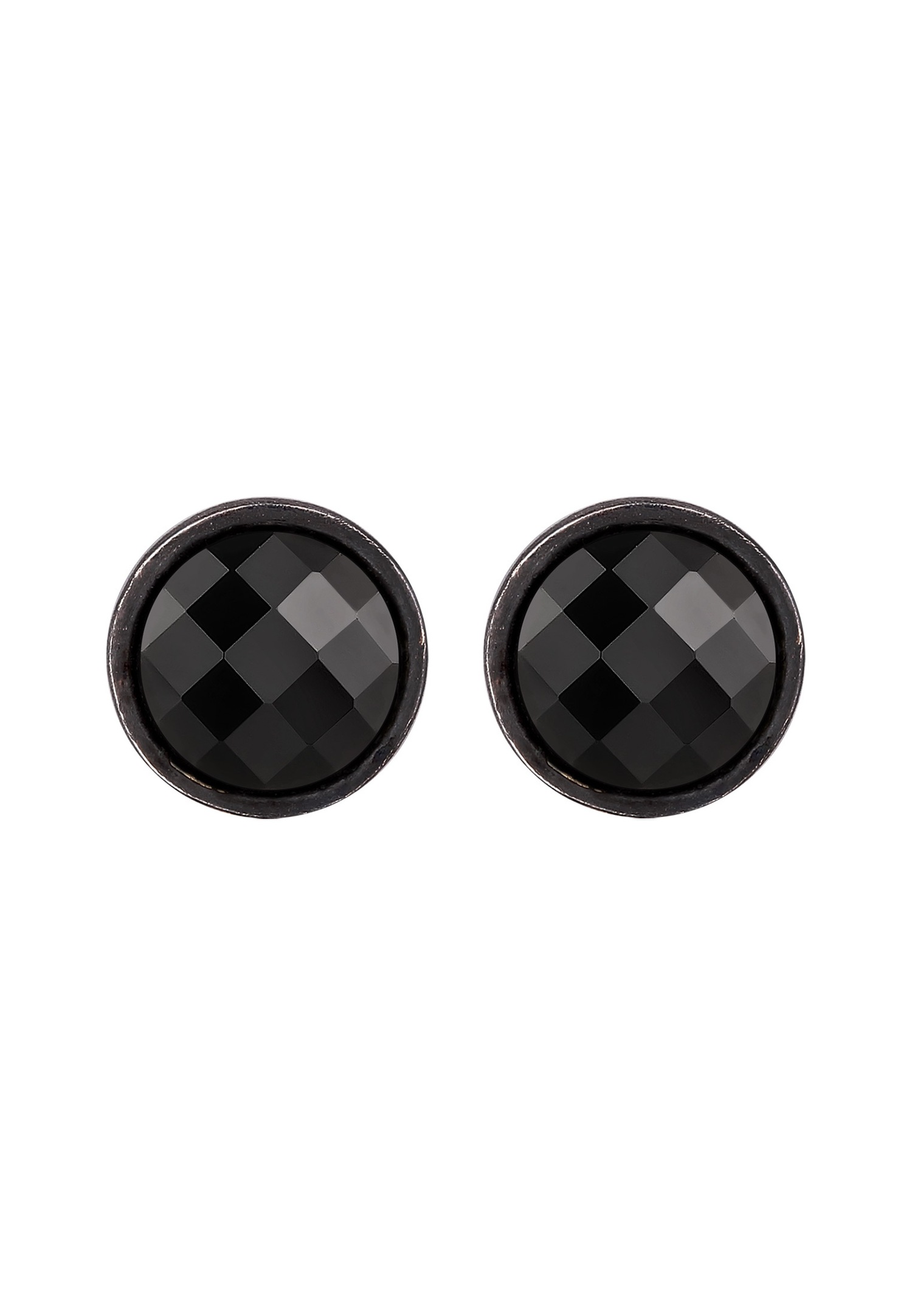 KUZZOI Kuzzoi férfi fülbevaló kerek fekete Swarovski kristályokkal 925-ös ezüstből - Parti/Szilveszteri