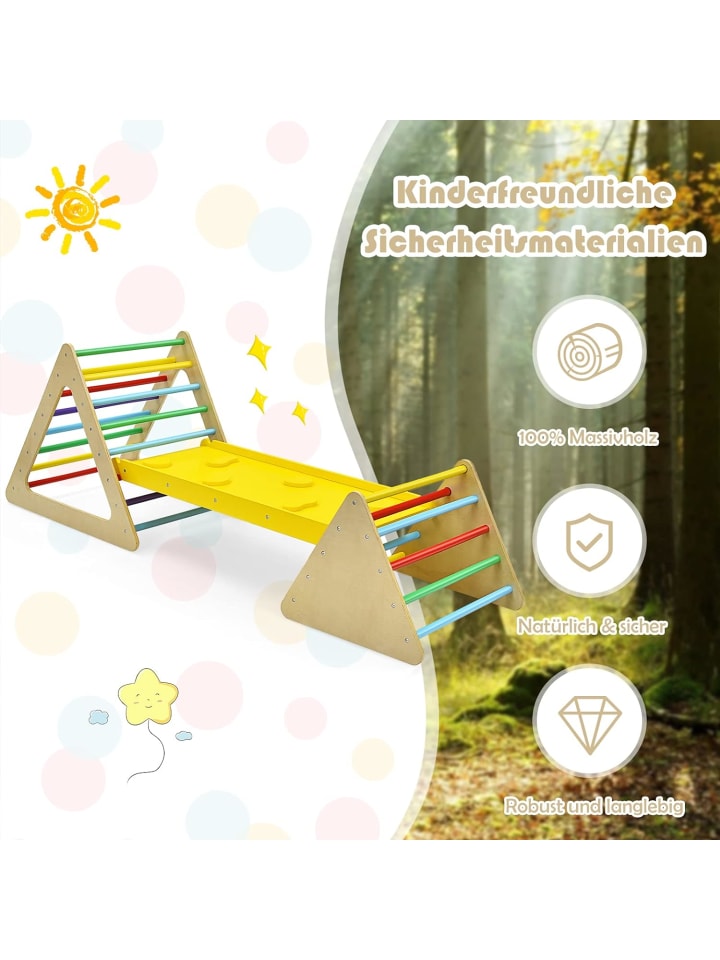 COSTWAY 3 in 1 Kletterdreieck mit Leiter in Bunt günstig kaufen 70 cm