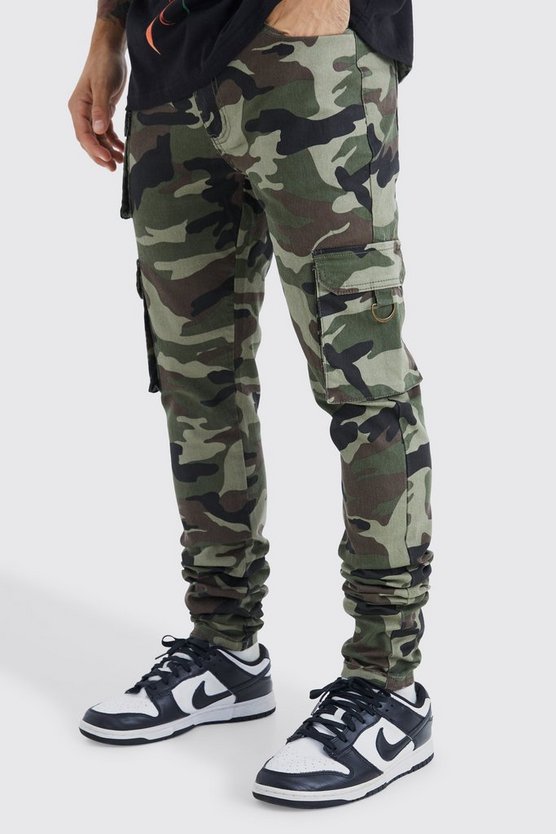 Skinny Camouflage Cargo-Hose mit Taschen