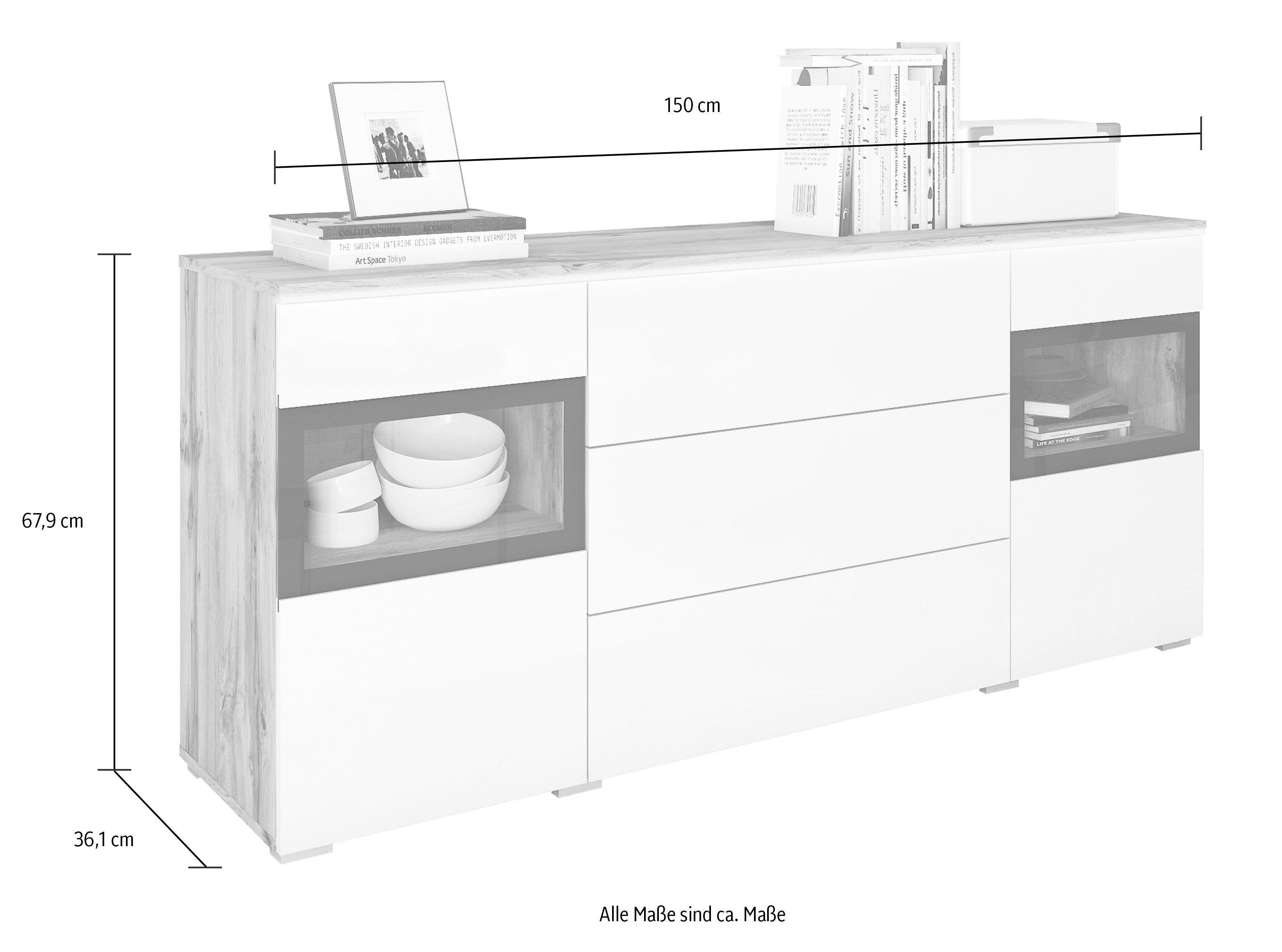 INOSIGN Sideboard Vera, Breite 150 cm, ohne Beleuchtung