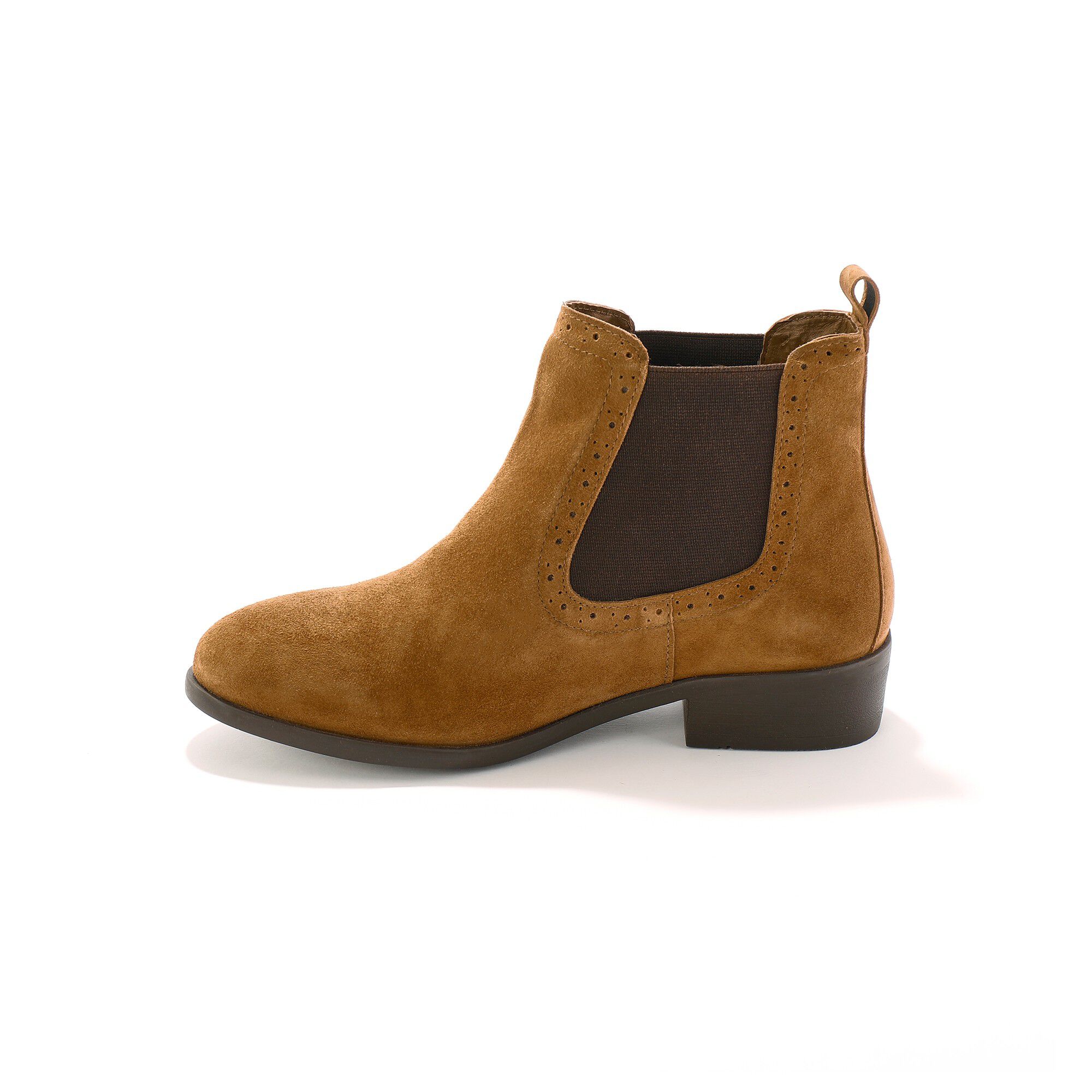 Boots élastiquées perforées Chelsea en croûte de cuir