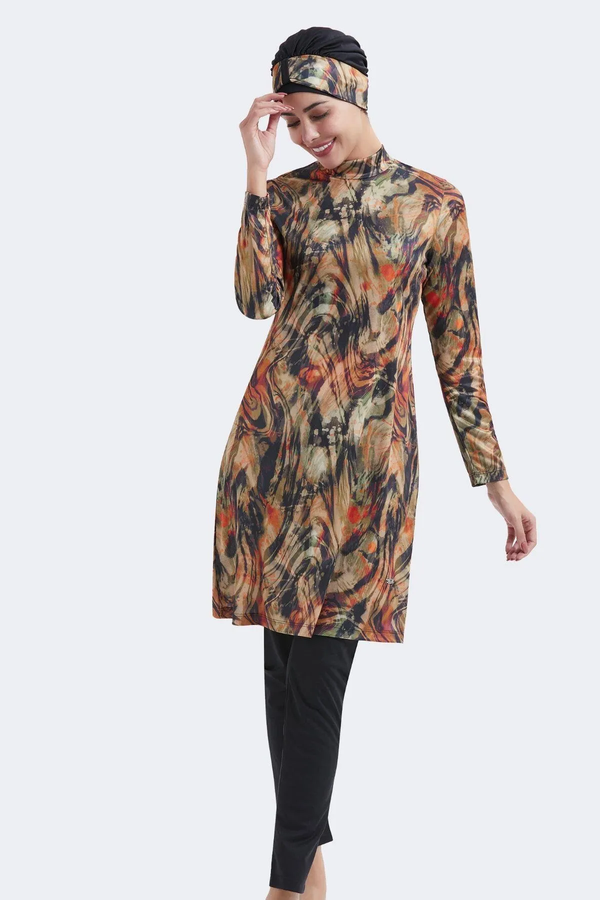 C&City  Vollständig bedeckter 3-teiliger Hijab-Badeanzug C11003 Schwarz