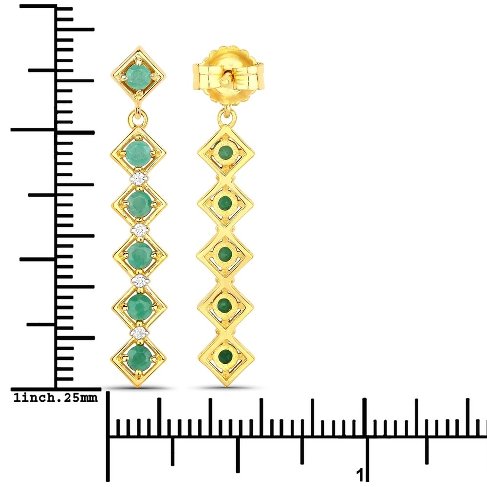 Rafaela Donata Boucles doreilles Argent sterling Emeraude en Or jaune Bijoux