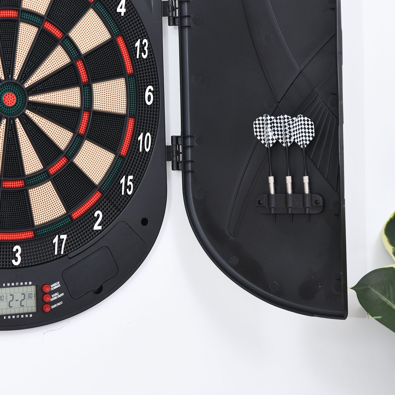 HOMCOM elektronische Dartscheibe Dartboard Dart-set mit 6 Darts Soundeffekte