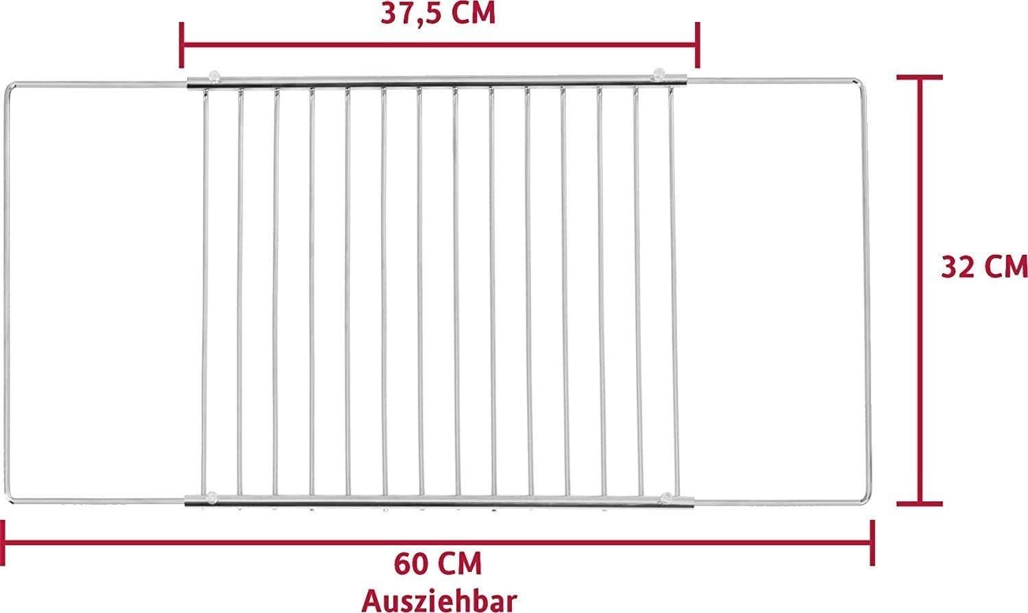 ICQN Backofenrost Universal Gitter, Ausziehbar von 37,5-60 cm Backofenrost, Verstellbar, Verchromt, Backofengitter, Grill, Backrost, Gitterrost, Verchromt Backgitter
