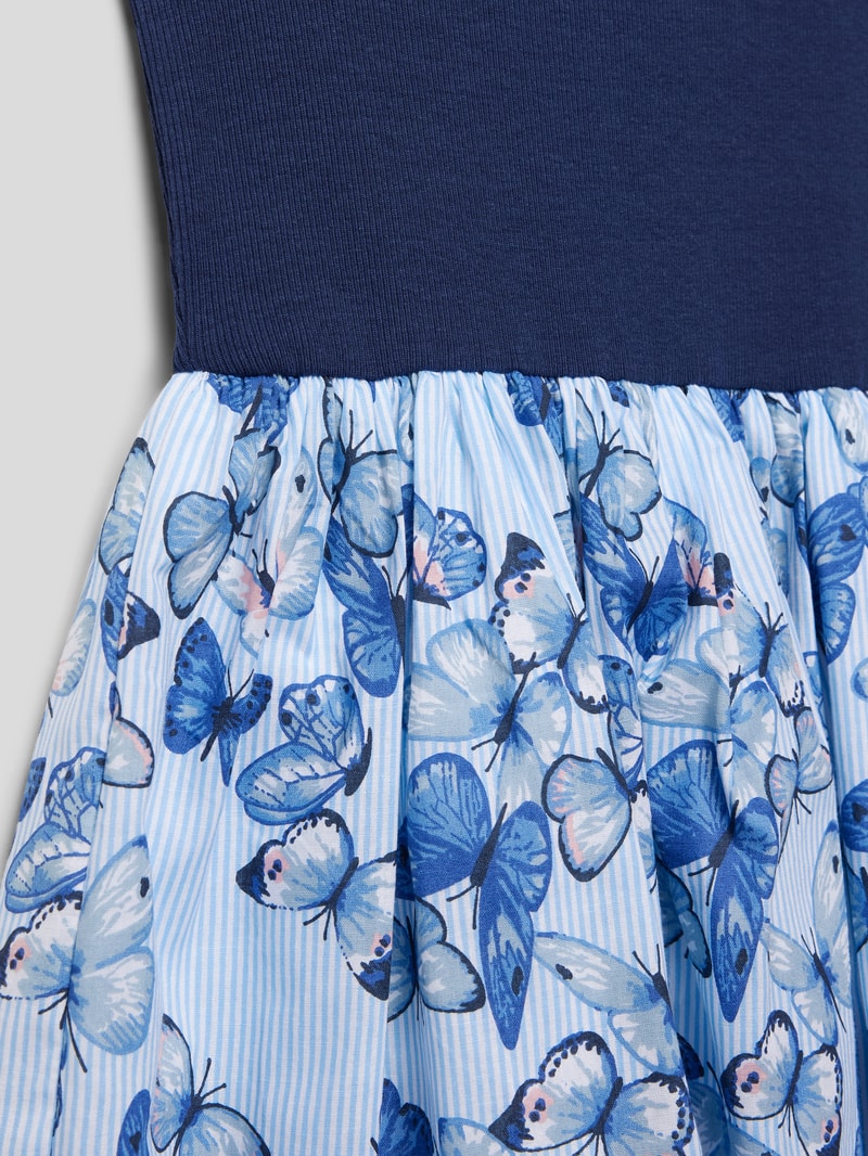 Minikleid mit Two-Tone-Machart in marineblau