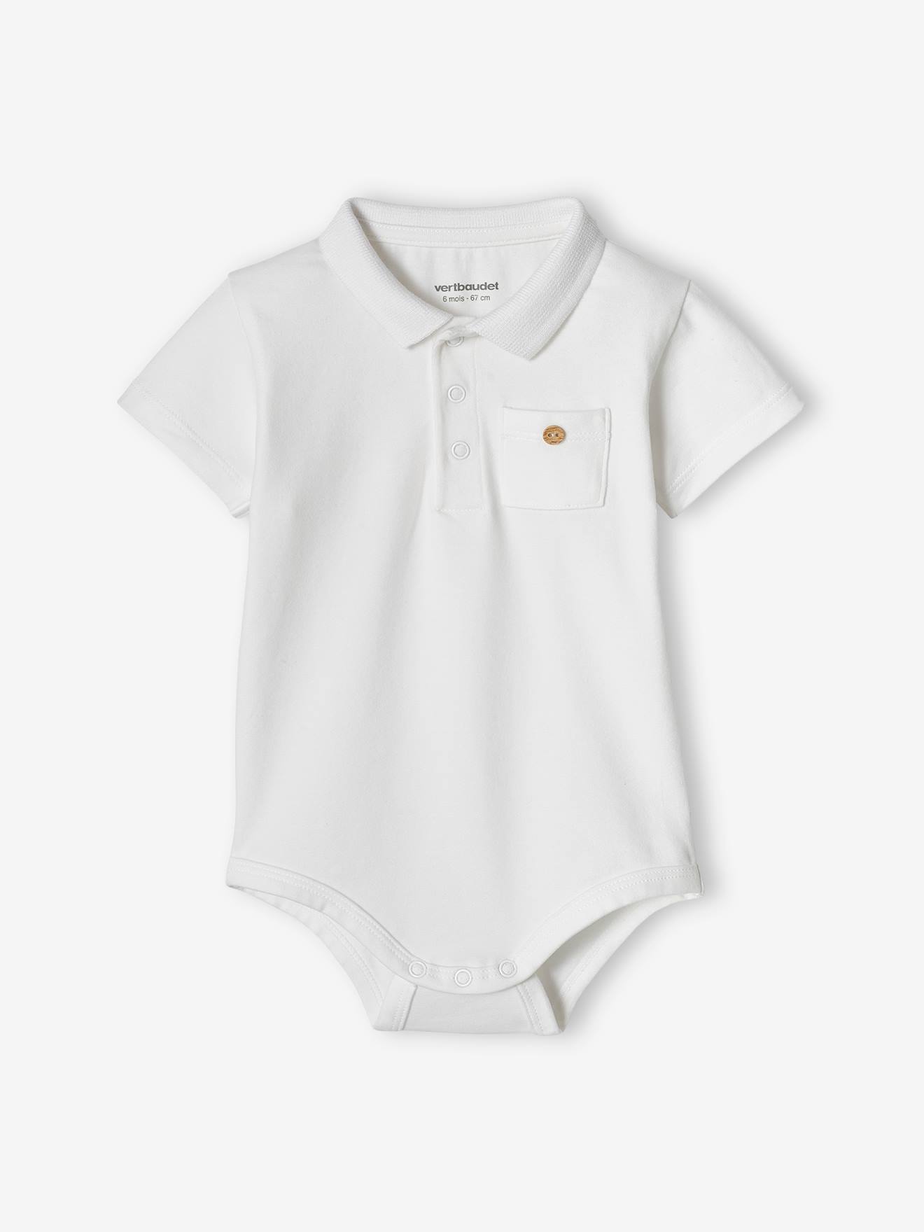 Lot de 2 bodies bébé naissance ouverture polo avec poche bleu ciel