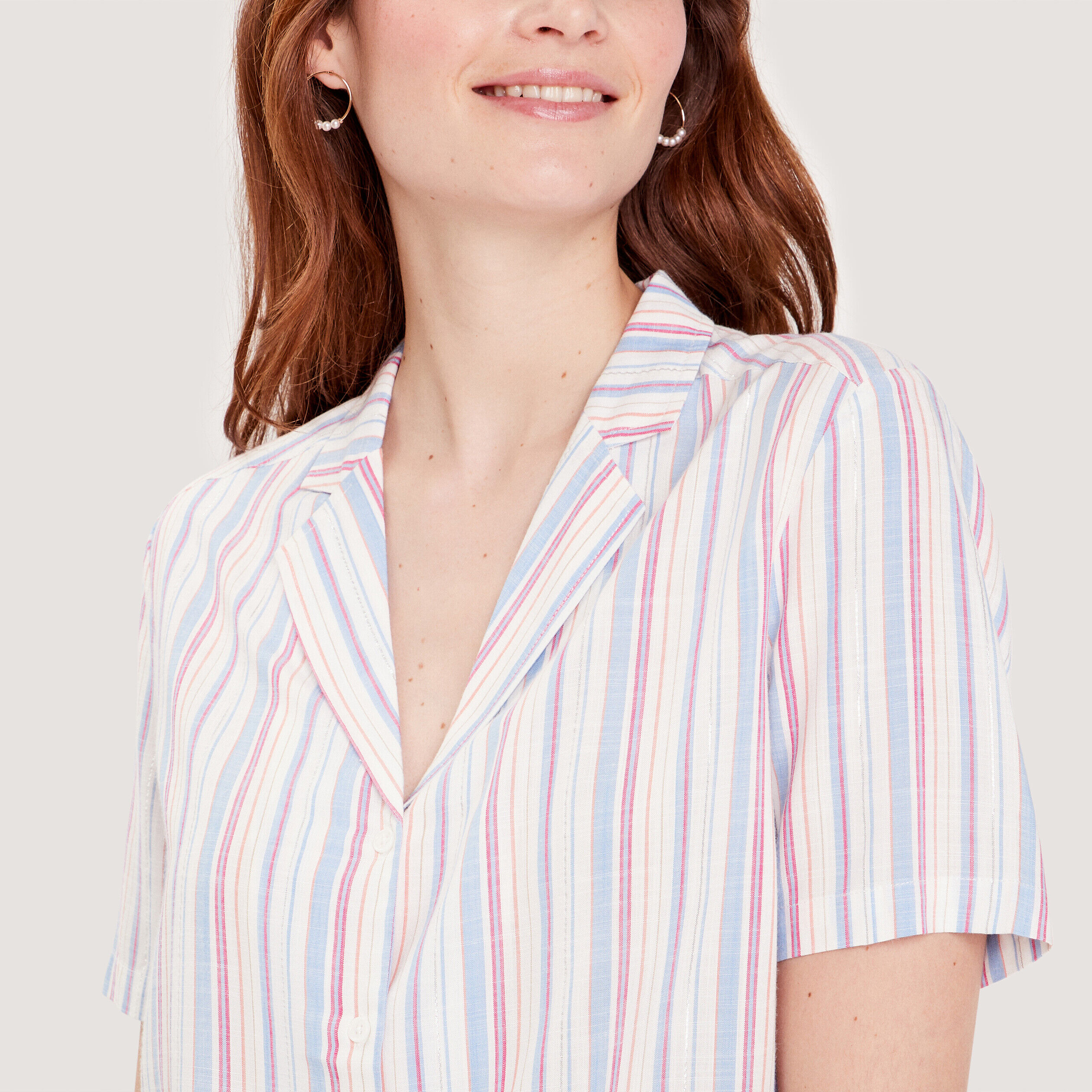 Chemise manches courtes blanc femme | Cache Cache