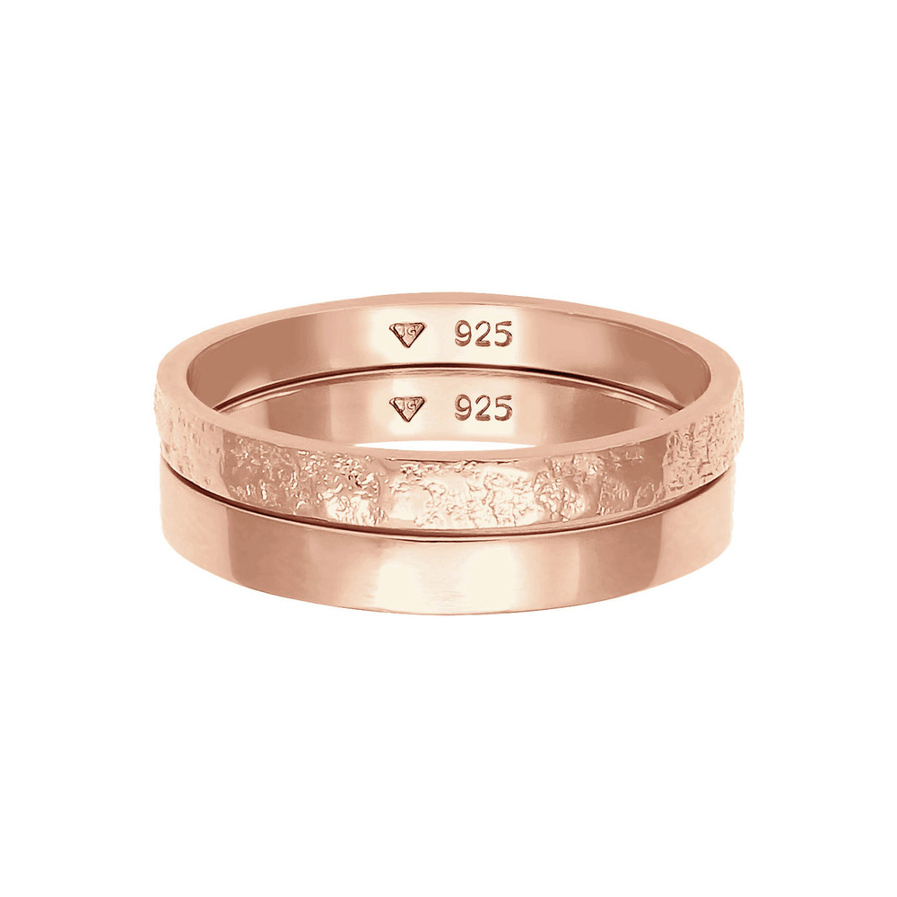 Elli Elli Bague Femmes Ensemble Basique Look Martelé Combinable en Argent Sterling 925 Bague