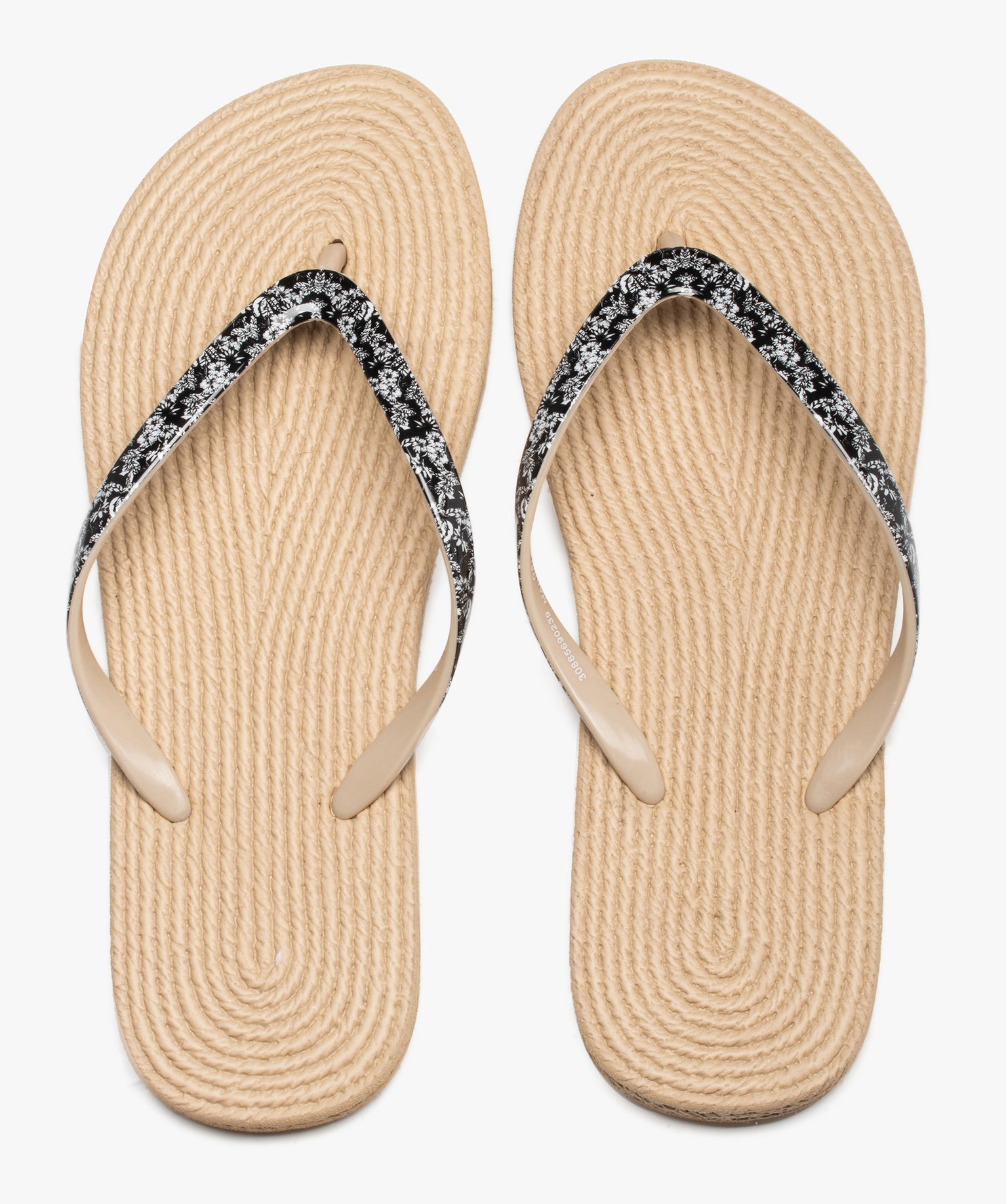 Tongs femme à semelle imitation corde beige | GEMO