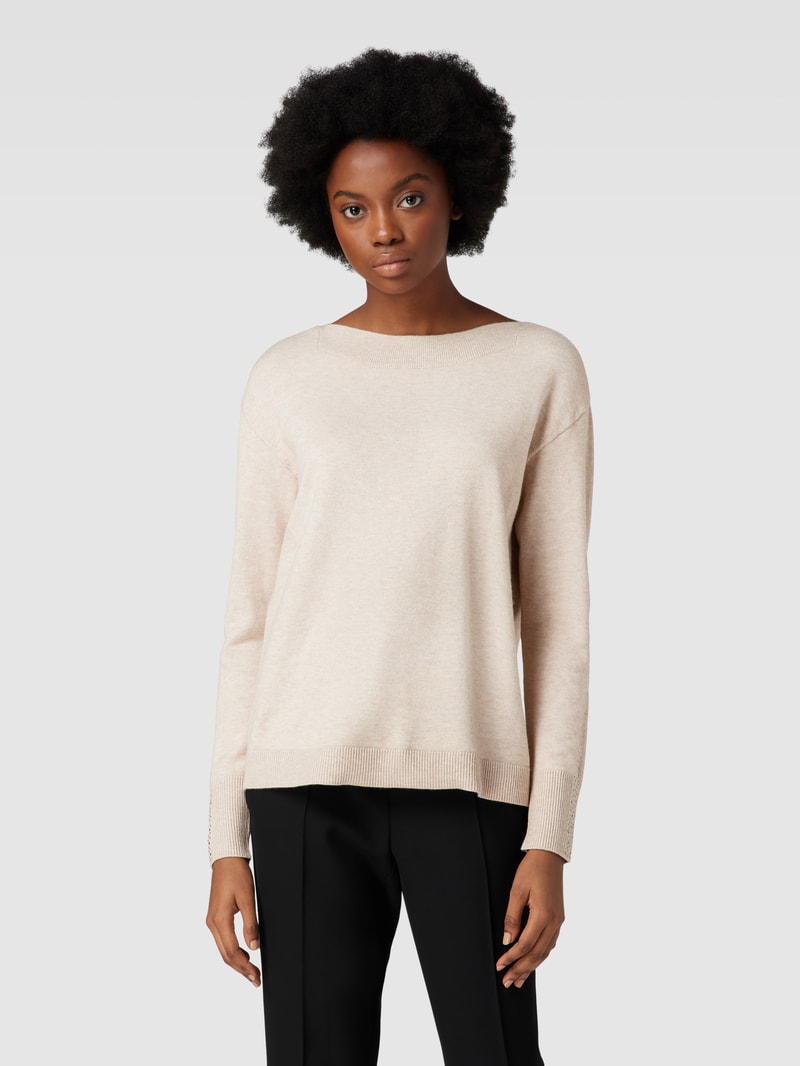Strickpullover mit U-Boot-Ausschnitt in sand meliert
