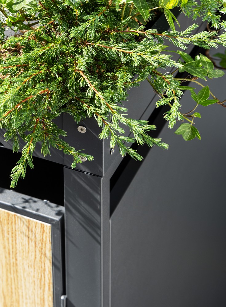 HC Garten & Freizeit 3er-Mülltonnenbox Mülltonnenverkleidung 2er mit Pflanzdach Mülltonnenbox Anthrazit