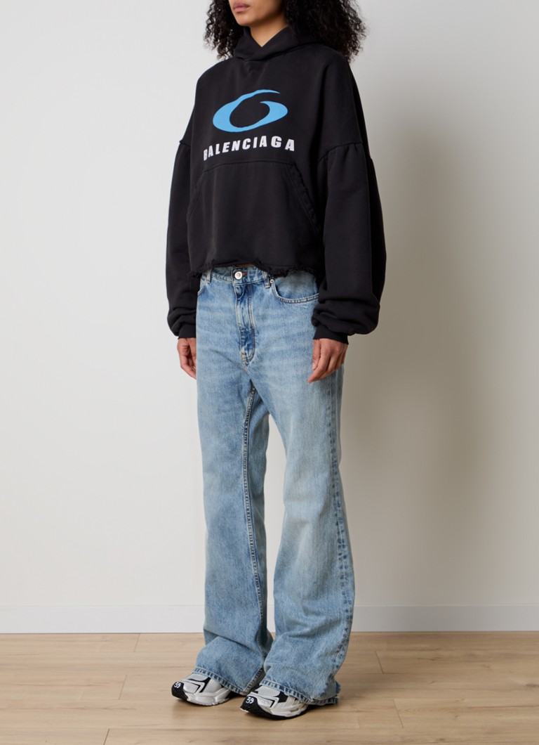Hanorac scurt Balenciaga cu imprimeu de logo