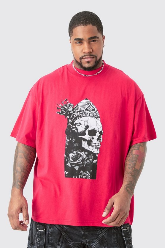 Plus Oversize T-Shirt mit Totenkopf-Print