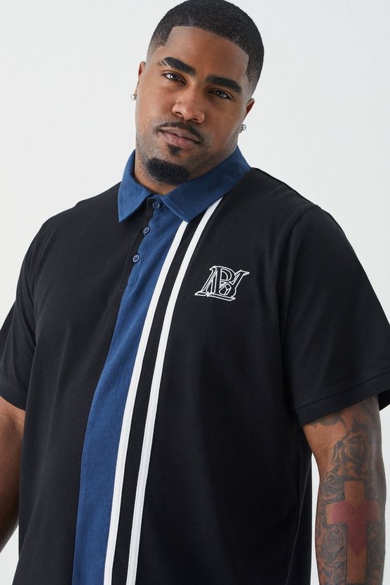 Plus gestreiftes Colorblock Poloshirt