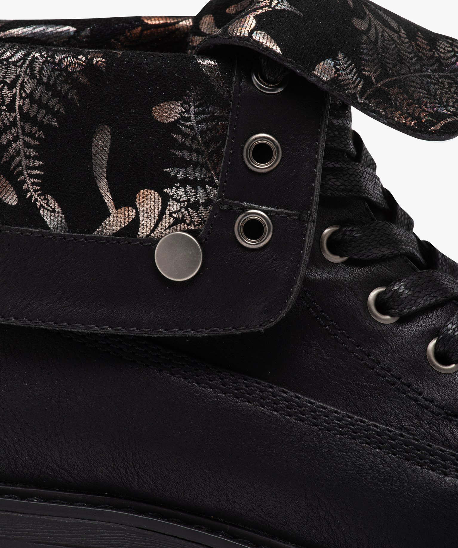 Boots biker avec tige rabattable à motifs pailletés femme noir | GEMO