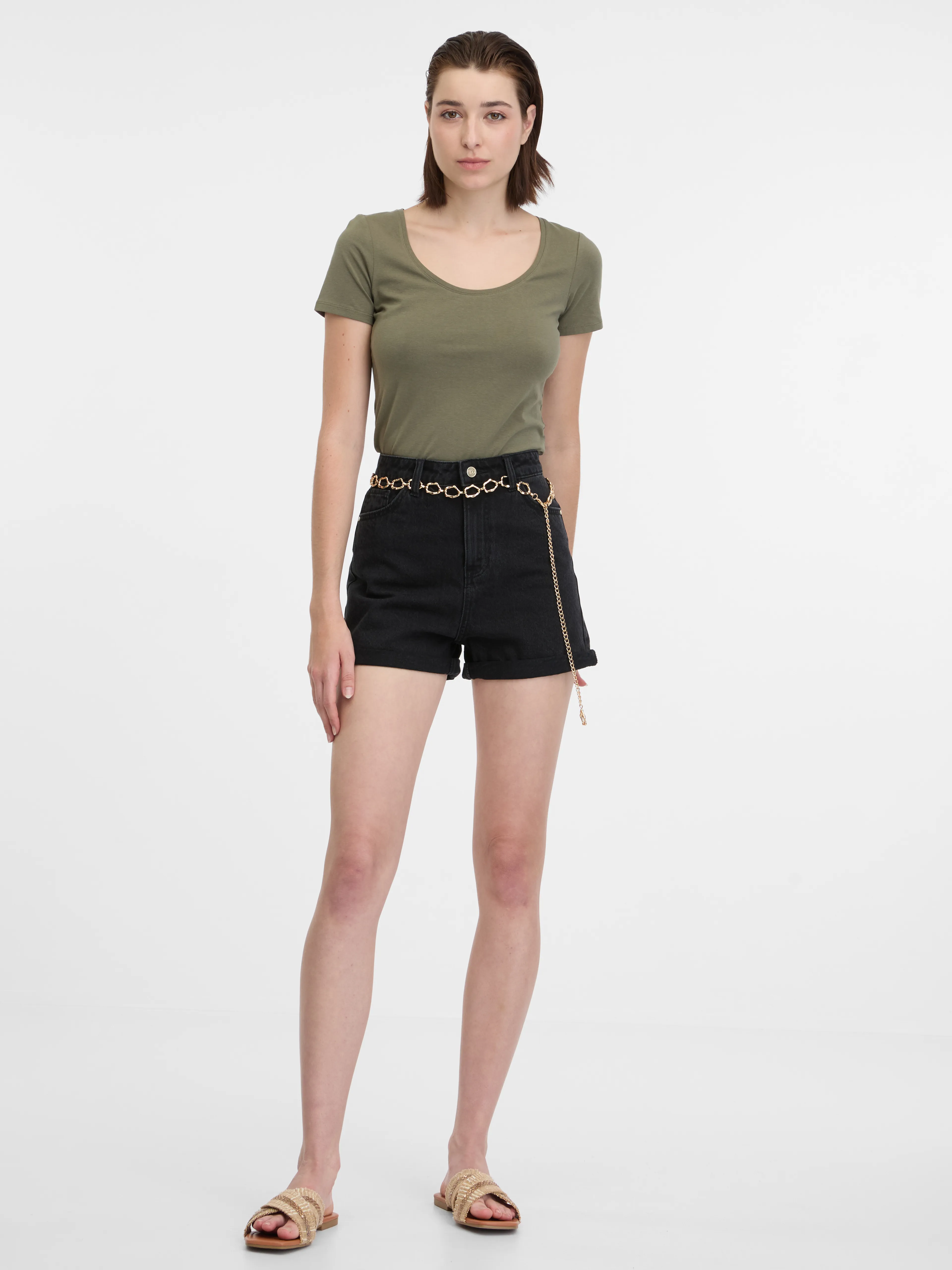 Khakifarbenes Basic T-Shirt ORSAY