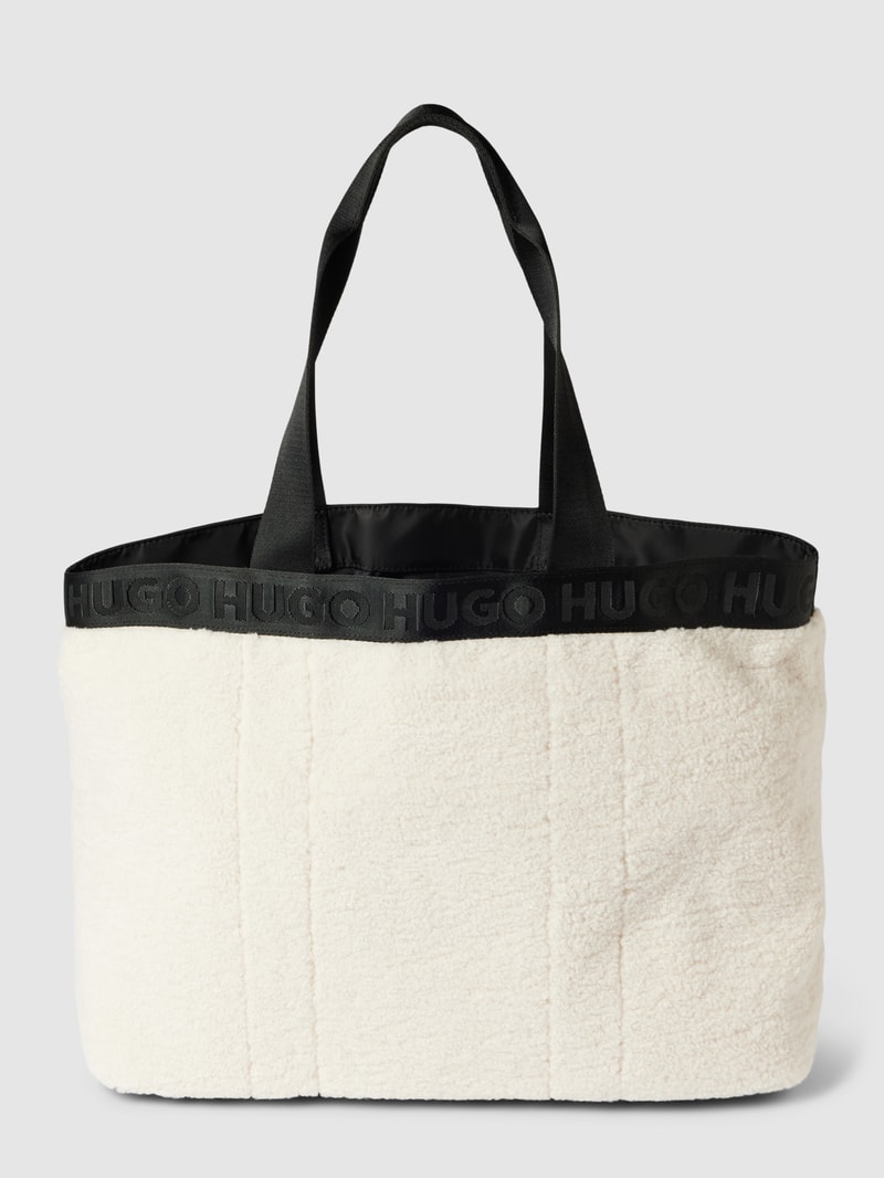 Shopper mit Label-Detail Modell 'Becky' in ecru